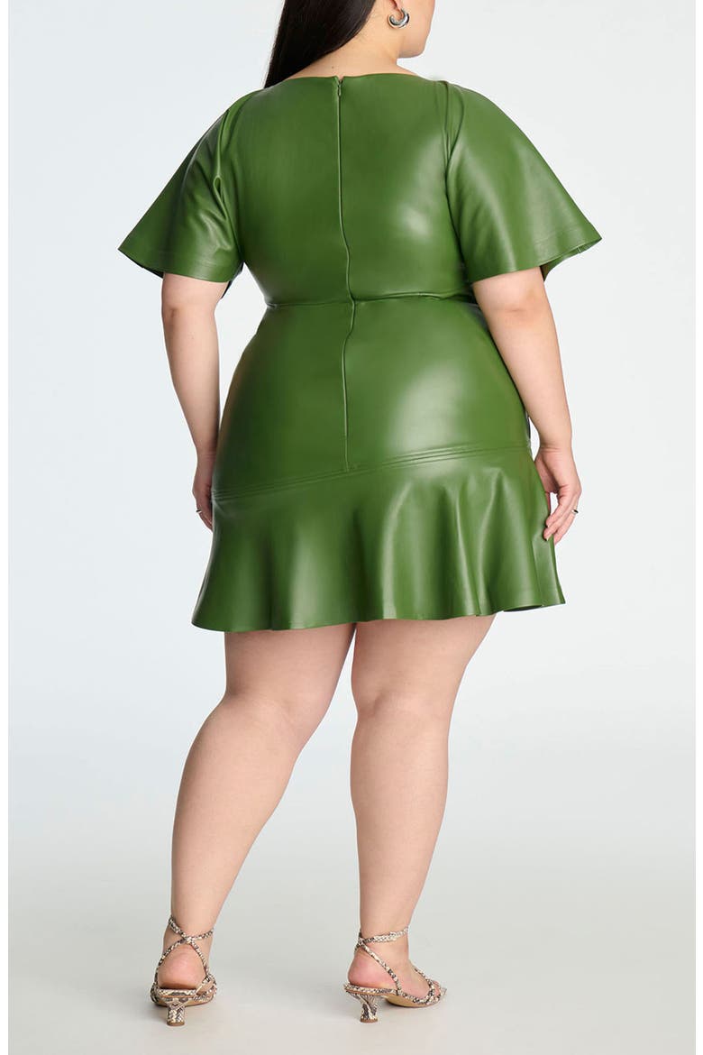 Drapey Faux Leather Mini Dress, Alternate, color, BRONZE GREEN