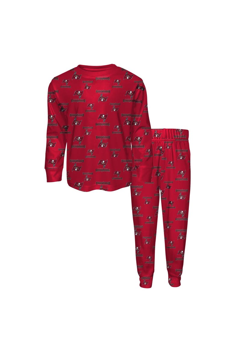 Toddler Outerstuff Red Tampa Bay Buccaneers All-Over-Print Long Sleeve T-Shirt and Pants Sleep Set, Main, color, Red
