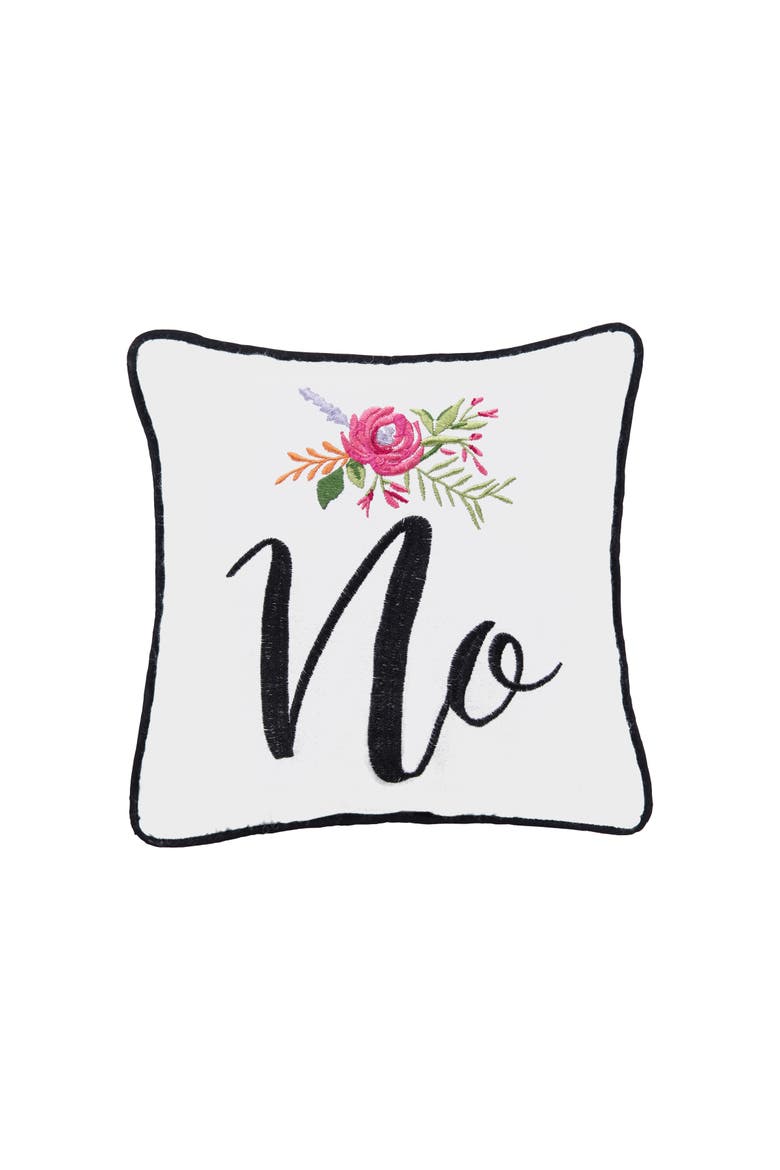 Yes/No Embroidered Small Petite Accent Throw Pillow, Alternate, color, Pink