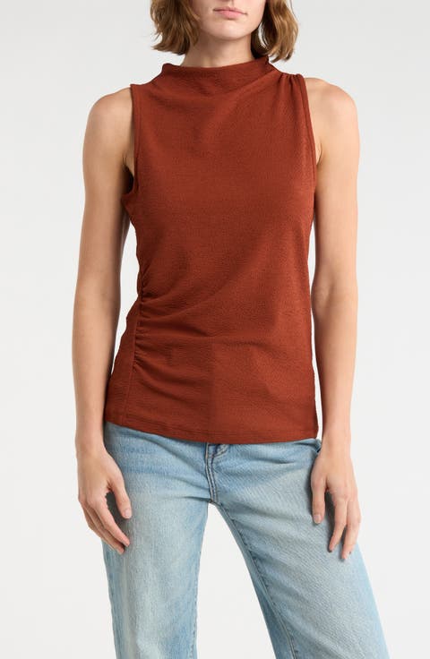 Textured Boat Neck Sleeveless Top