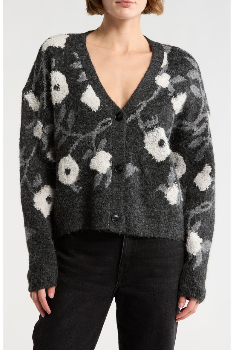 Floral Cardigan, Main, color, BLACK