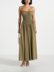 Manière De Voir Elva Smocked Waist Cotton Maxi Dress