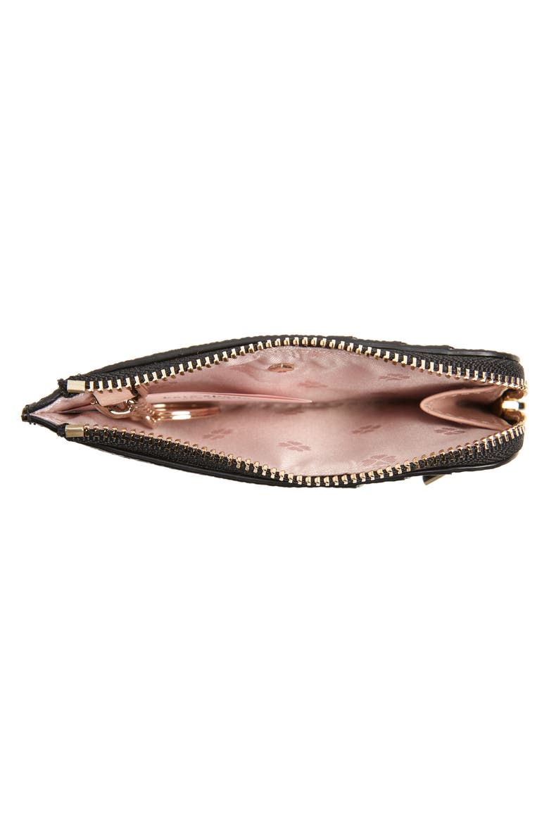 margaux leather zip card holder, Alternate, color, BLACK