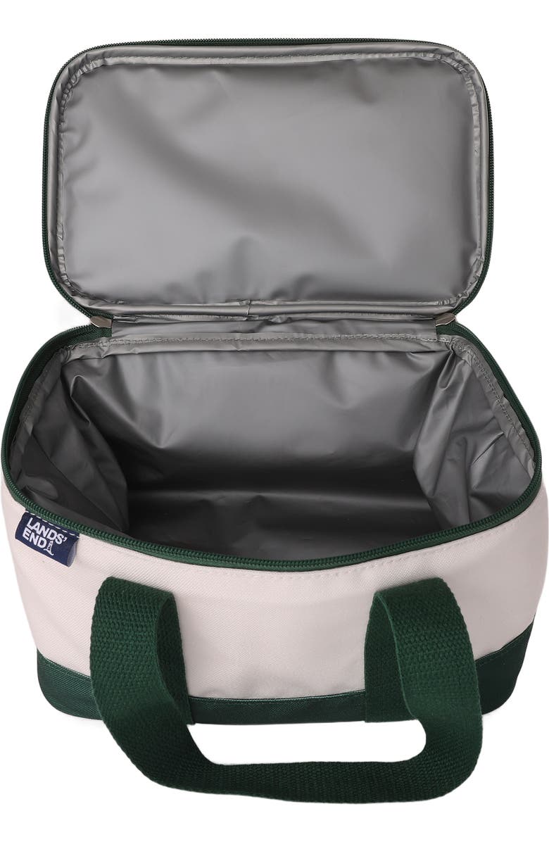 Lands' End Rectangular Small Cooler Bag Insulated 1.5 Gal, Canvas Soft Cooler with Tote Handles and Zip Closure, Alternate, color, Kelly Green