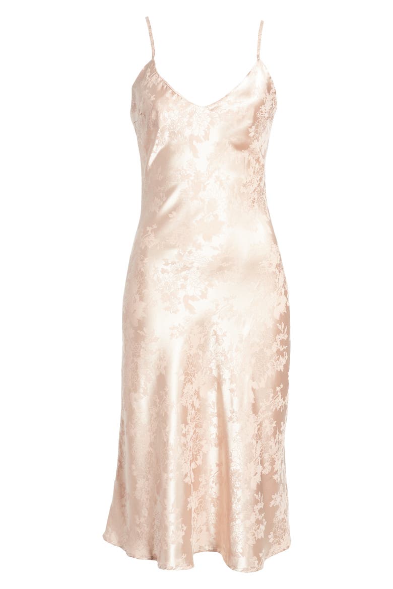 Calla Love Floral Jacquard Satin Slipdress, Alternate, color, CHAMPAGNE