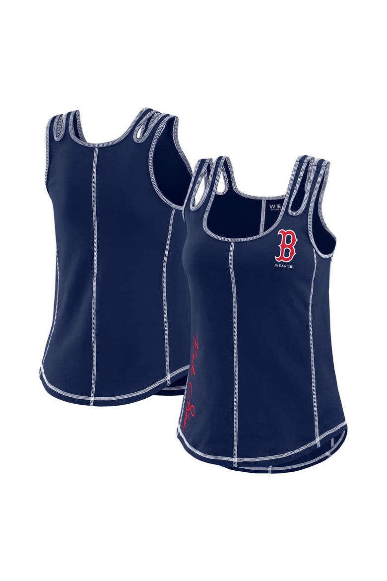 Women's WEAR by Erin Andrews Navy Boston Red Sox Contrast Stitch Tank Top, Main, color, Navy