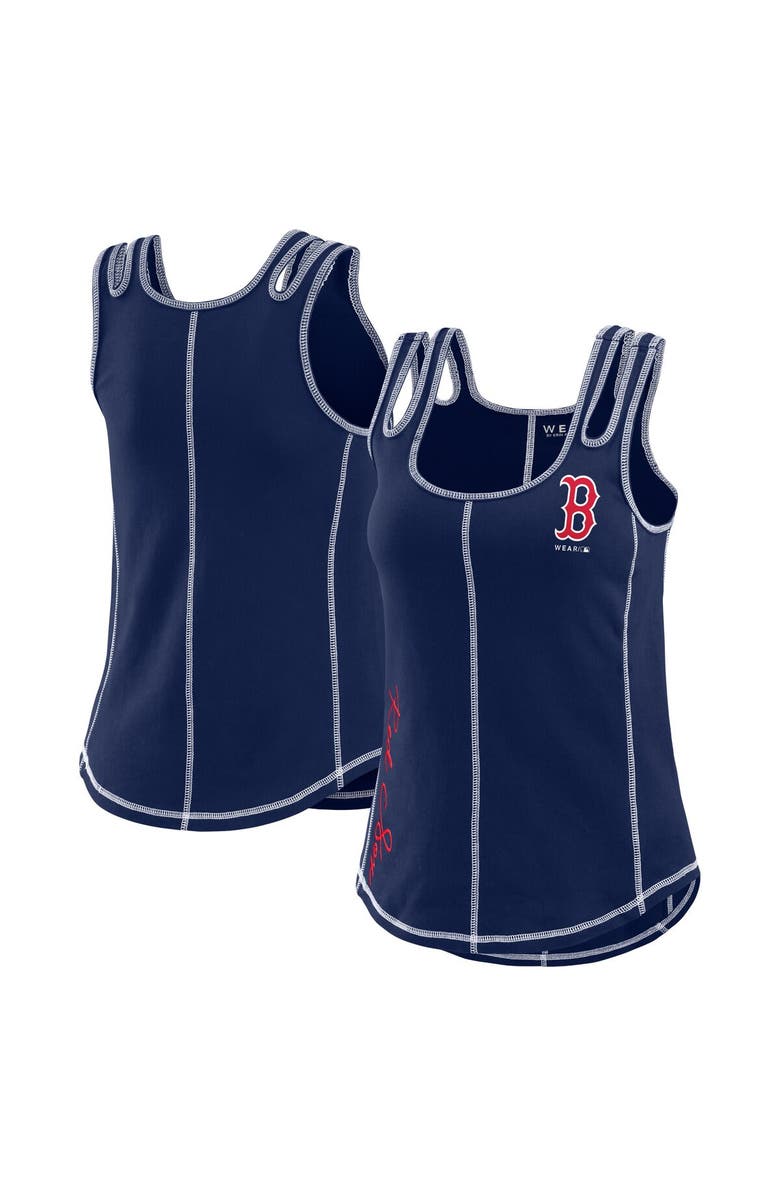 WEAR by Erin Andrews Women's WEAR by Erin Andrews Navy Boston Red Sox Contrast Stitch Tank Top, Main, color, Navy