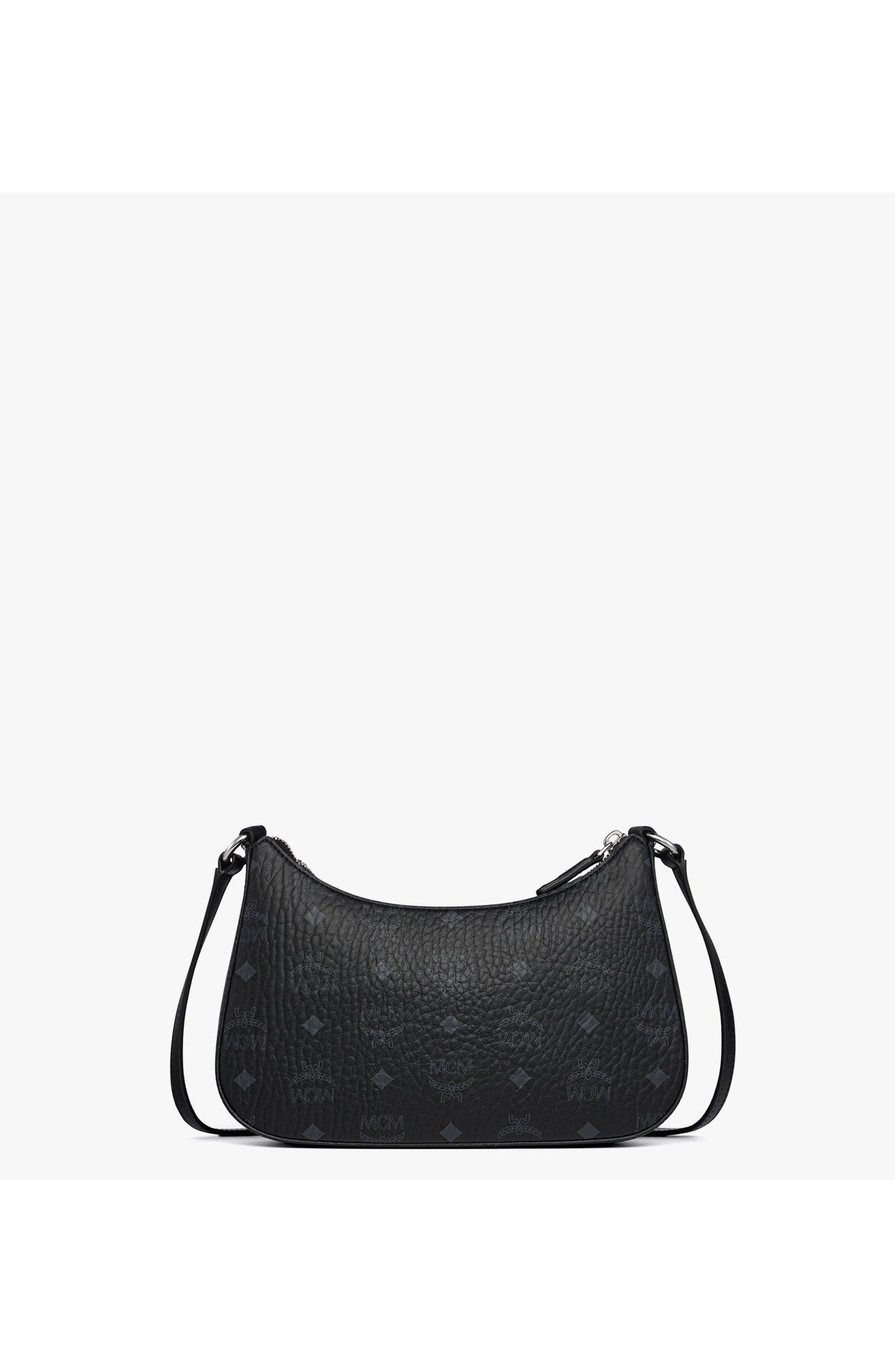 MCM Aren Duo Hobo in Visetos, Alternate, color, Black