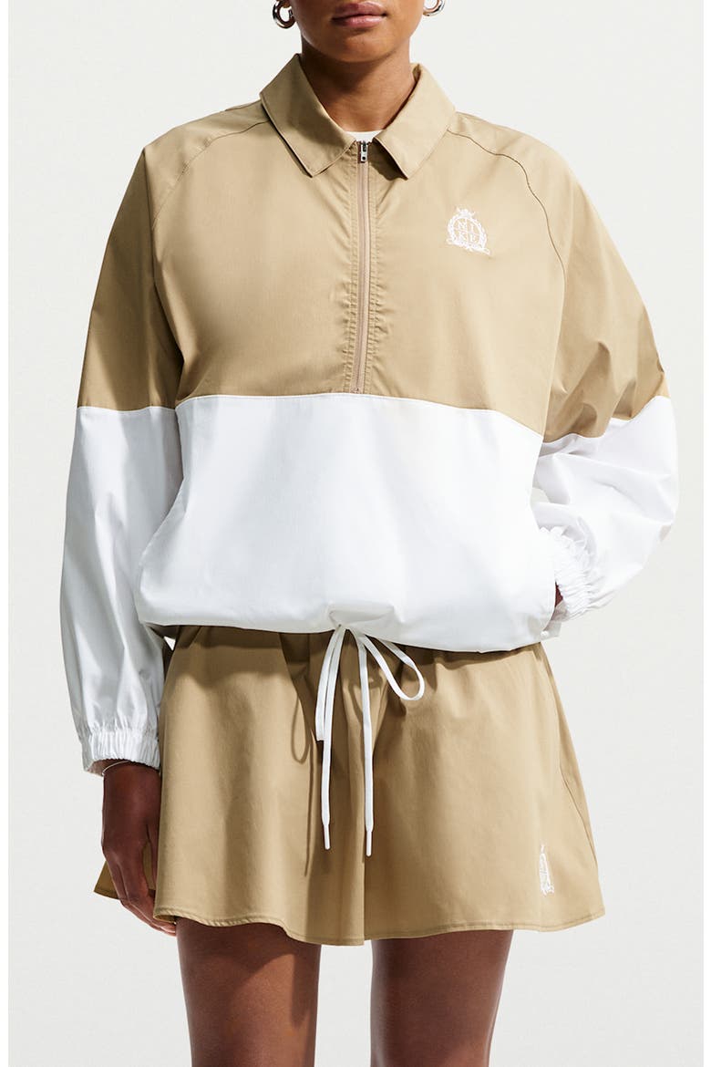 Half Zip Windbreaker, Main, color, PARACHUTE BEIGE/ WHITE