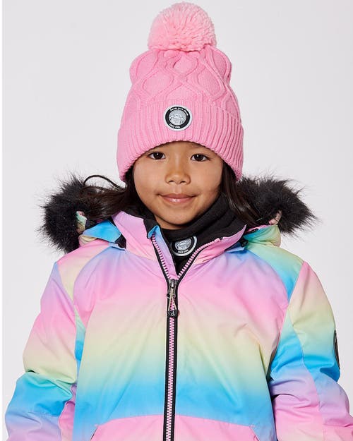 Deux Par Deux Lined Knit Pompom Hat In Pink