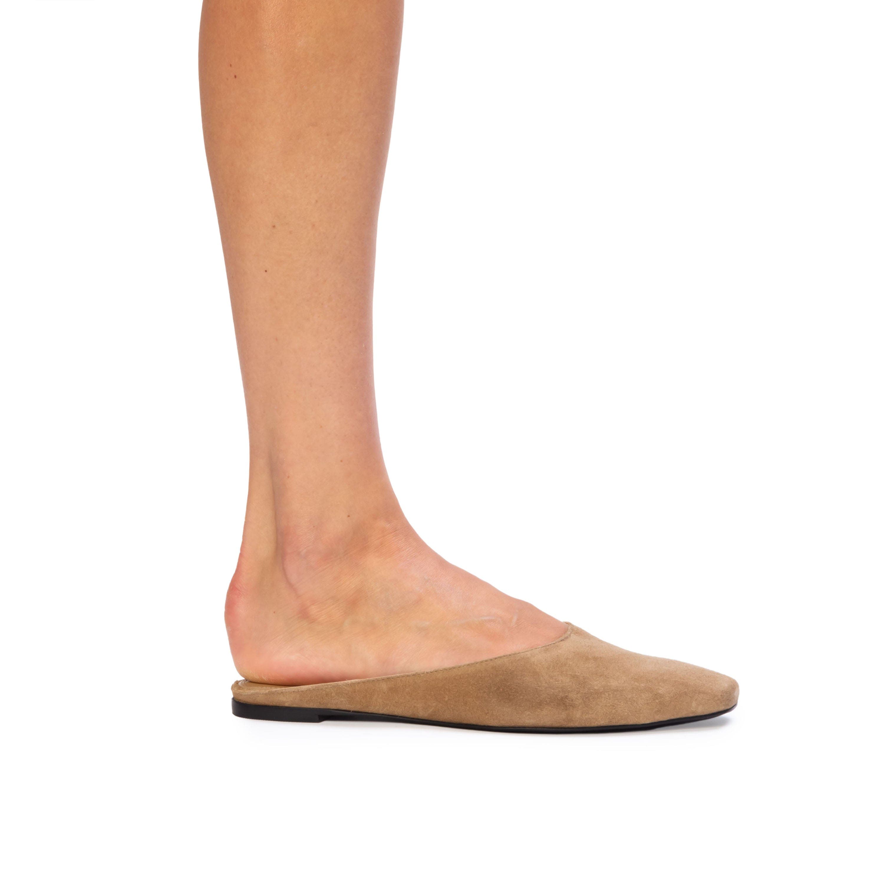 Lucia Suede Backless Ballerina, Alternate, color, Latte Suede