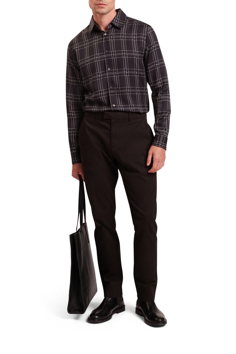Lirra Regular Fit Geometric Print Button-Up Shirt, Alternate, color, BLACK