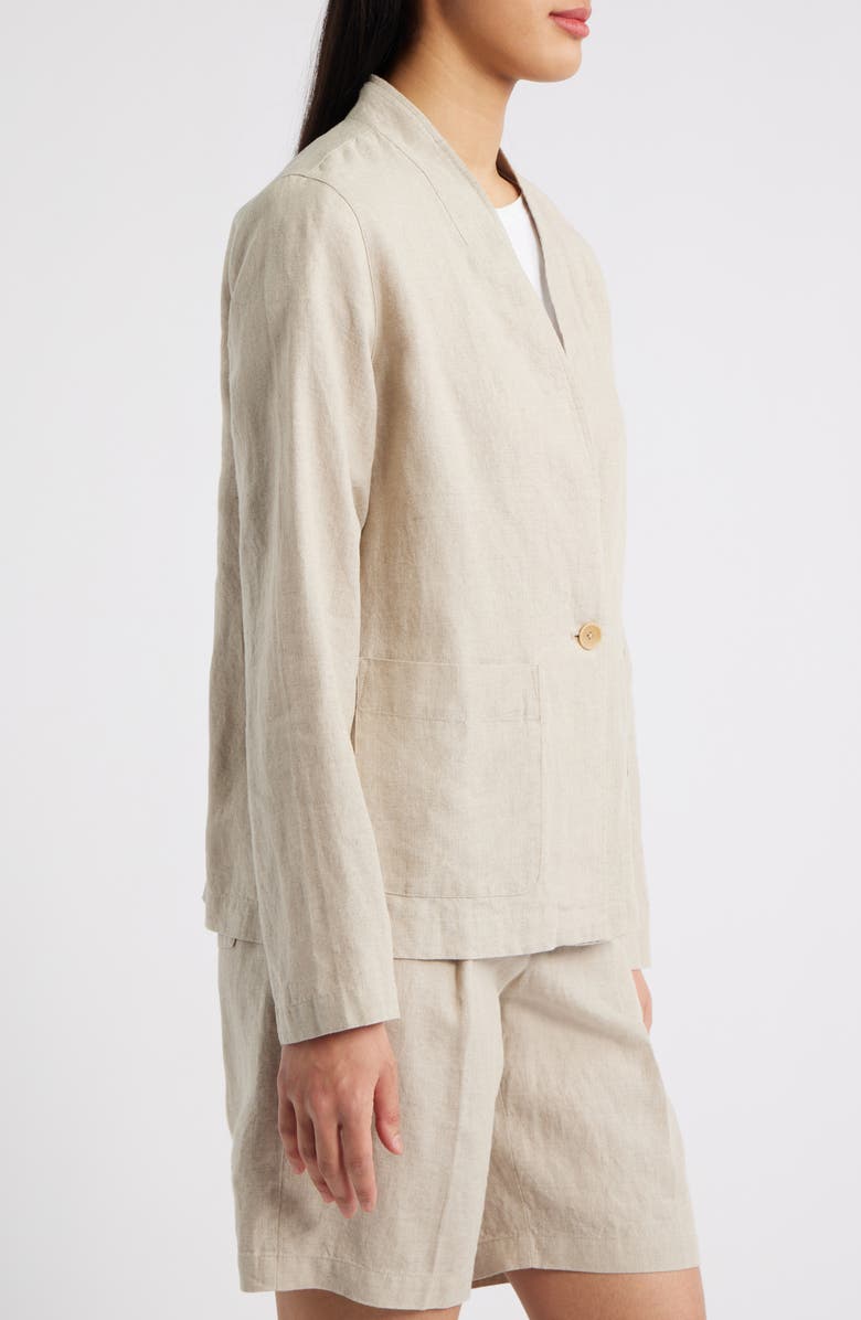 Eileen Fisher High Collar Organic Linen Jacket, Alternate, color, Undyed Natural