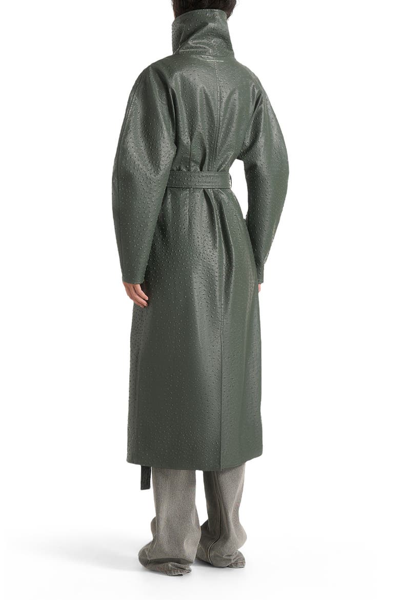 Leyna Ostrich Hourglass Belted Coat, Alternate, color, Sage