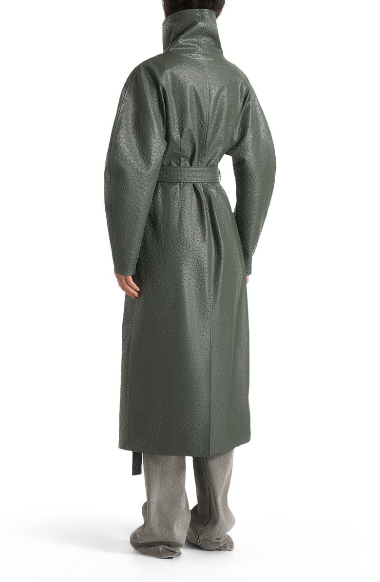 Manière De Voir Leyna Ostrich Hourglass Belted Coat, Alternate, color, Sage