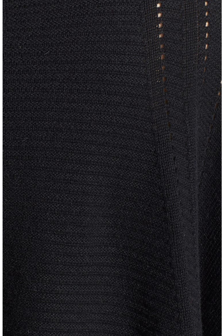Cashmere Placed Cable Poncho, Alternate, color, BLACK