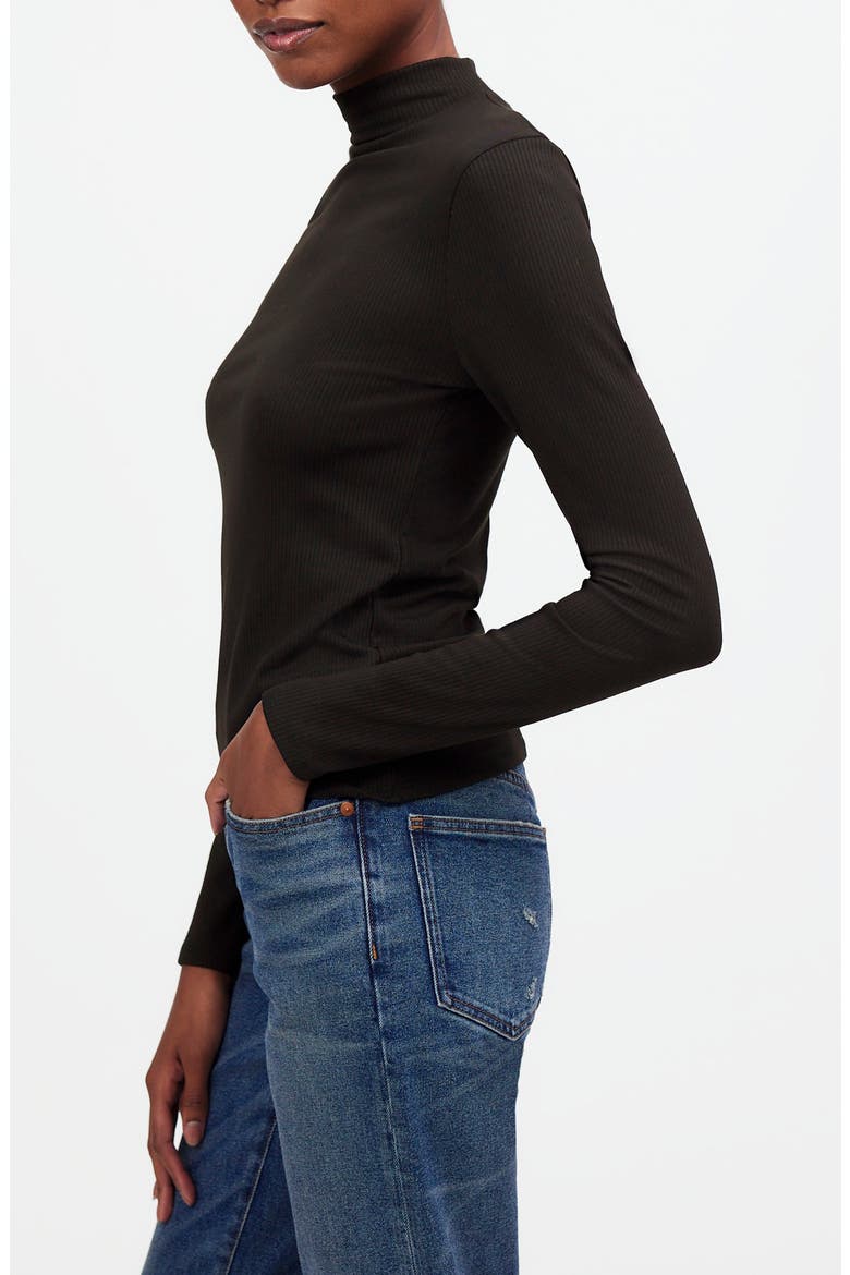 Drapey Rib Mockneck Top, Alternate, color, JET BLACK