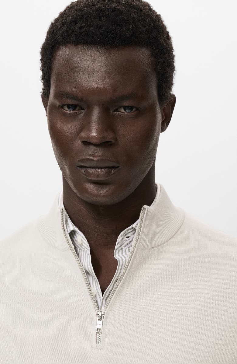 MANGO Quarter Zip Sweater, Alternate, color, Light/ Pastel Grey