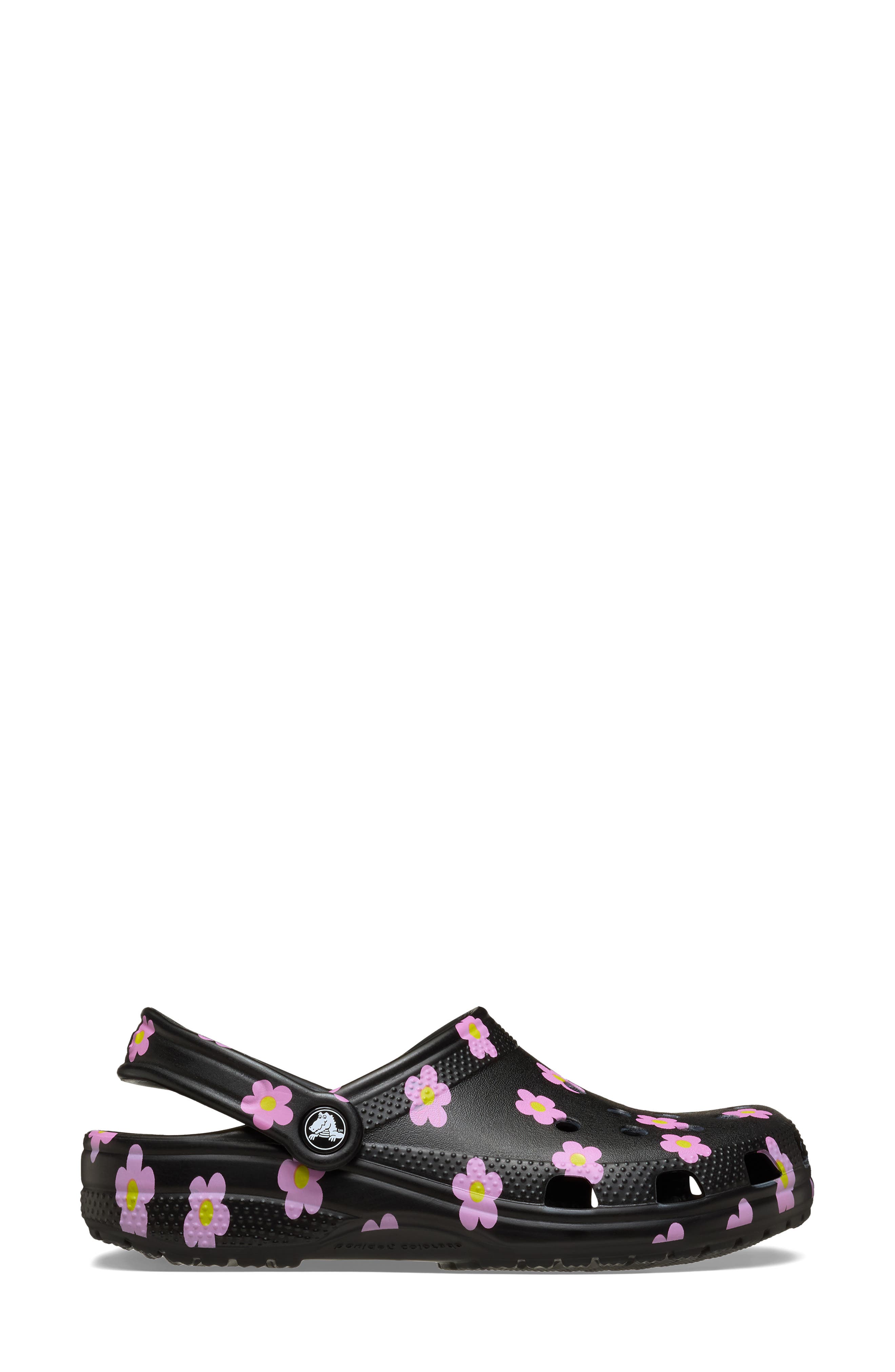 CROCS Flower Classic Clog, Alternate, color, Black