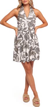 Petal & Pup Johnson Palm Print Halter Minidress