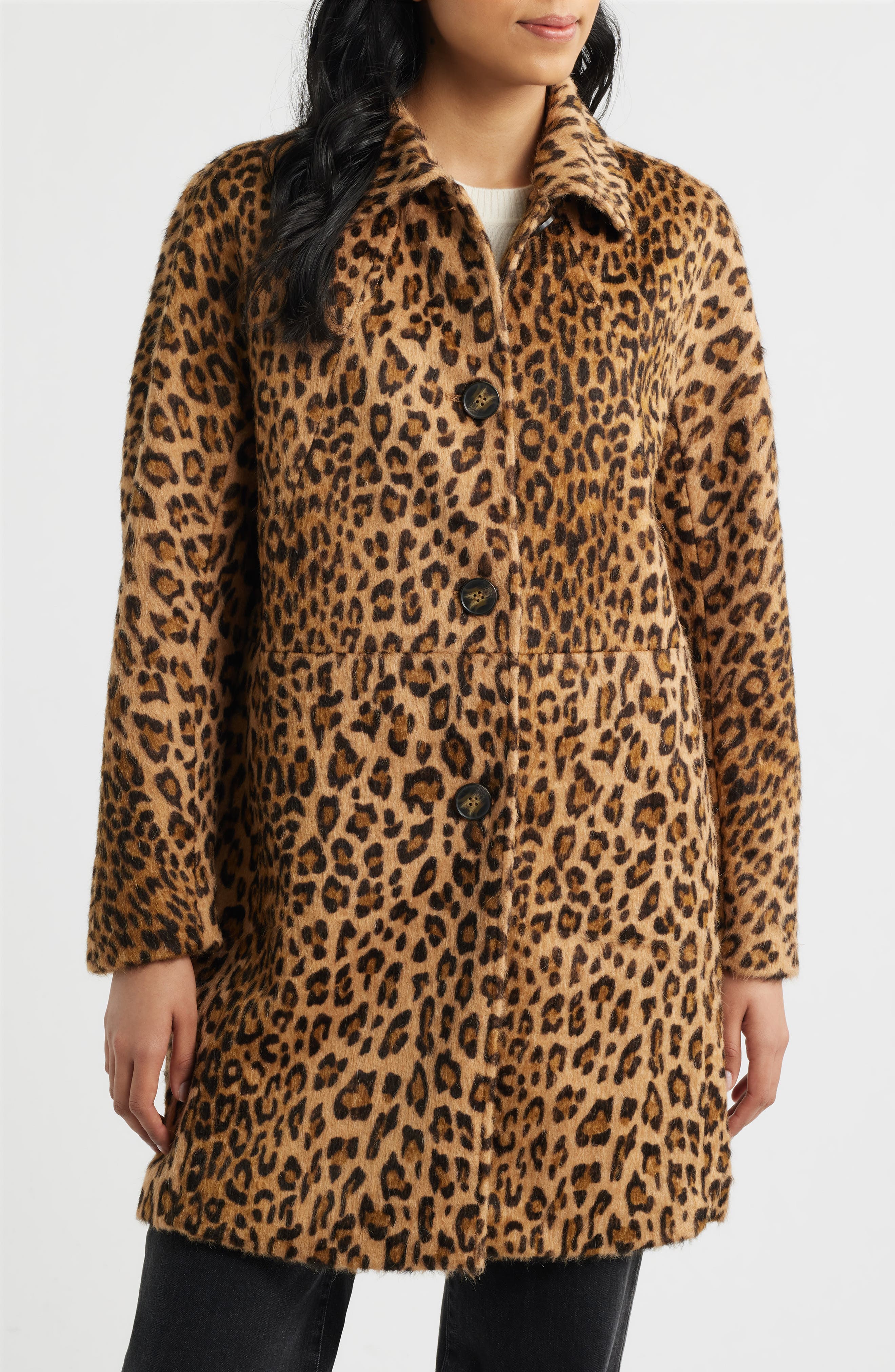 Bernardo Long Leopard Print Coat (Women) | Nordstrom