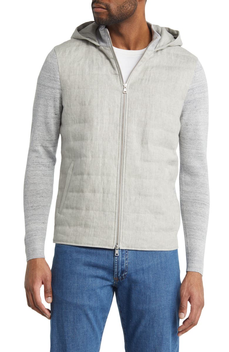 Peter Millar Crown Crafted Journeyman Hooded Wool Blend Bomber Jacket, Alternate, color,