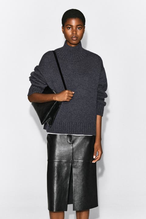 Chunky Pure Cashmere Mock-neck Sweater