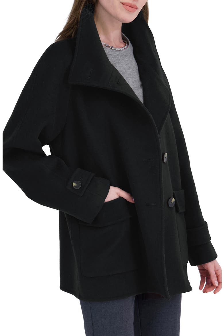 Harper Wool Blend Funnel Neck Coat, Alternate, color, BLACK