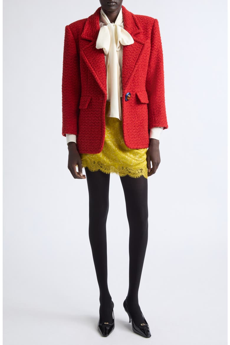 One-Button Wool & Silk Blend Tweed Jacket, Alternate, color, ROUX