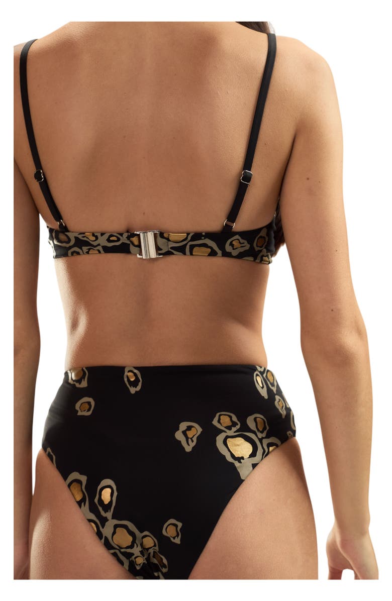 Cynthia Rowley Amalfi Knotted Bikini Top, Alternate, color, Black Gold