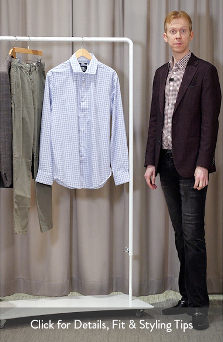 Slim Fit Blue Check Performance Dress Shirt, sales video thumbnail