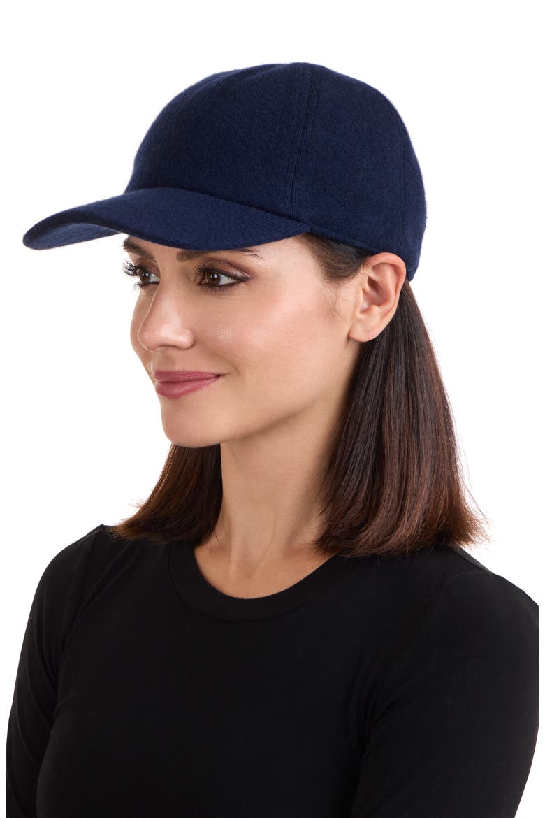 Wool & Cashmere Faux Shearling Lined Knit Baseball Cap, Alternate, color, NAVY