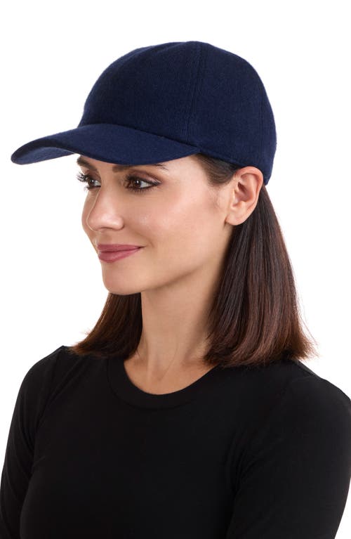 Amicale Wool & Cashmere Faux Shearling Lined Knit Baseball Cap In Blue