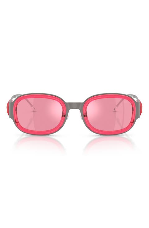 49mm Small Mirrored Square Sunglasses