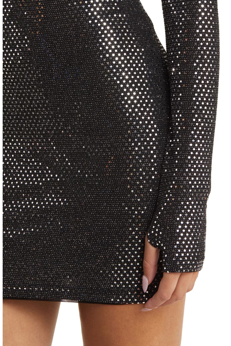 Embellished Long Sleeve Minidress, Alternate, color, SILVER