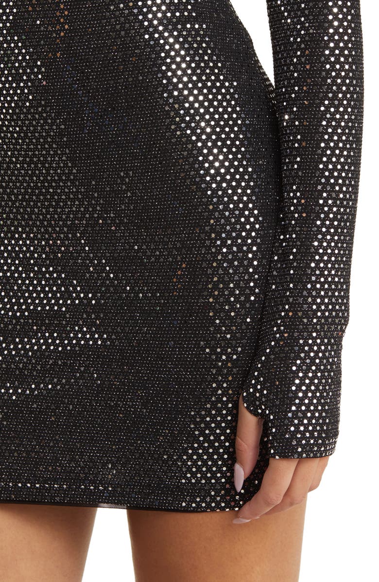 NIKKI LUND Embellished Long Sleeve Minidress, Alternate, color, Silver