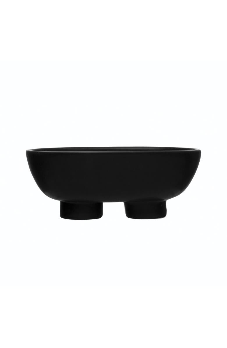Storied Home Stoneware Footed Bowl, Main, color, Black
