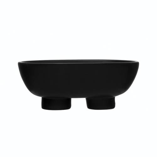 Storied Home Stoneware Footed Bowl In Black