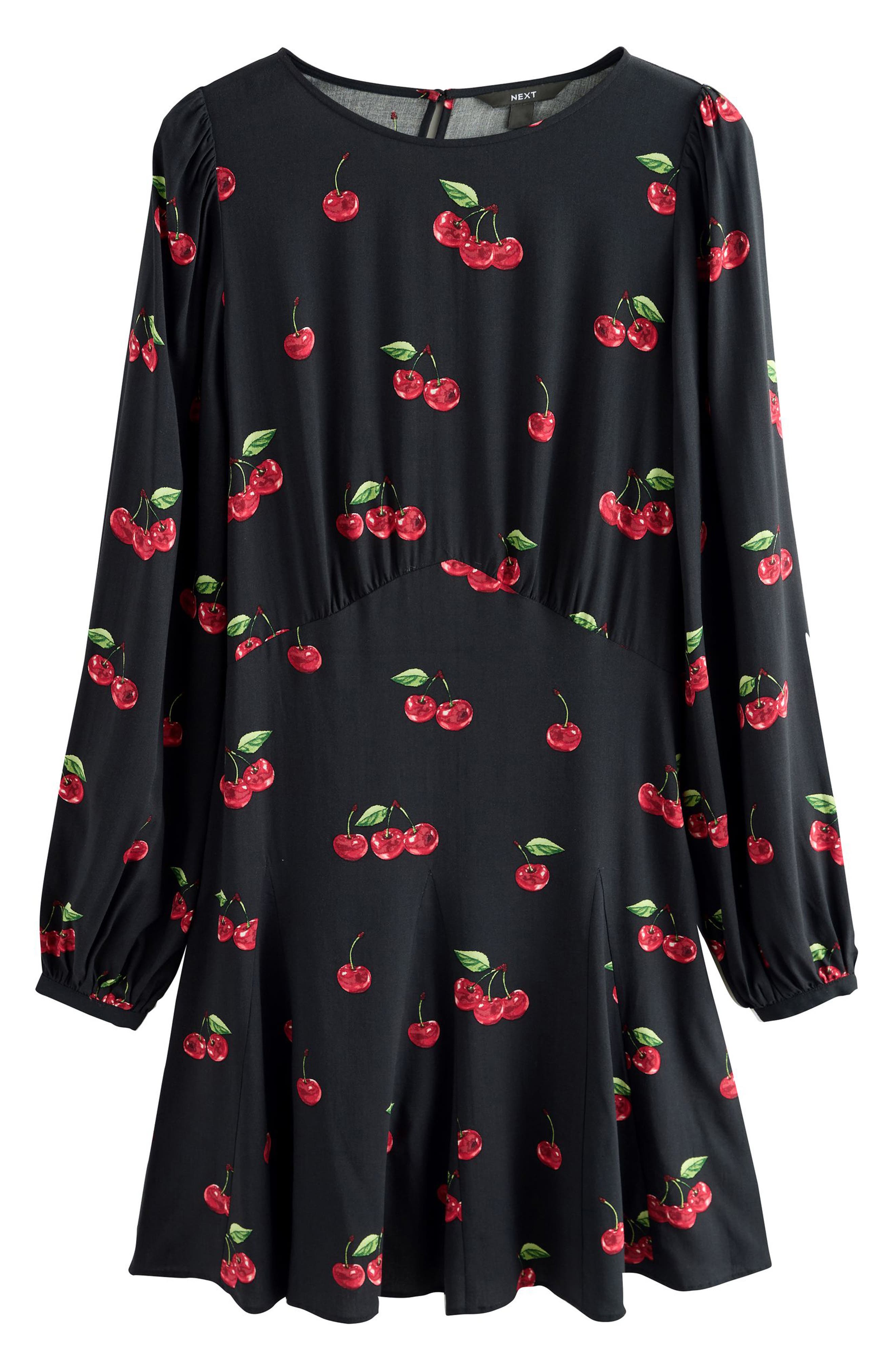 Cherry Print Long Sleeve Minidress - image 2