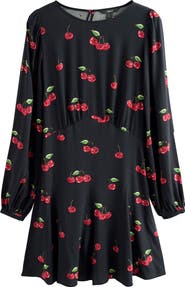 NEXT Cherry Print Long Sleeve Minidress