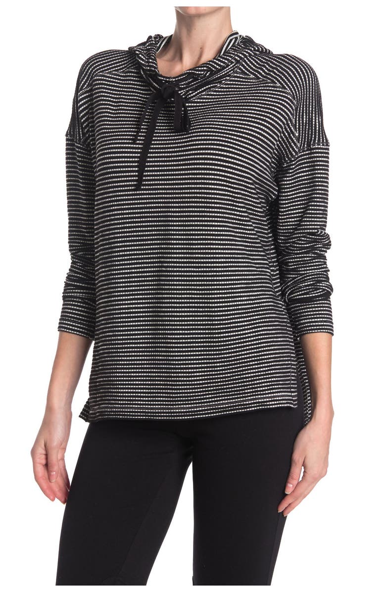 MAX STUDIO Striped Hooded High/Low Tunic, Main, color,