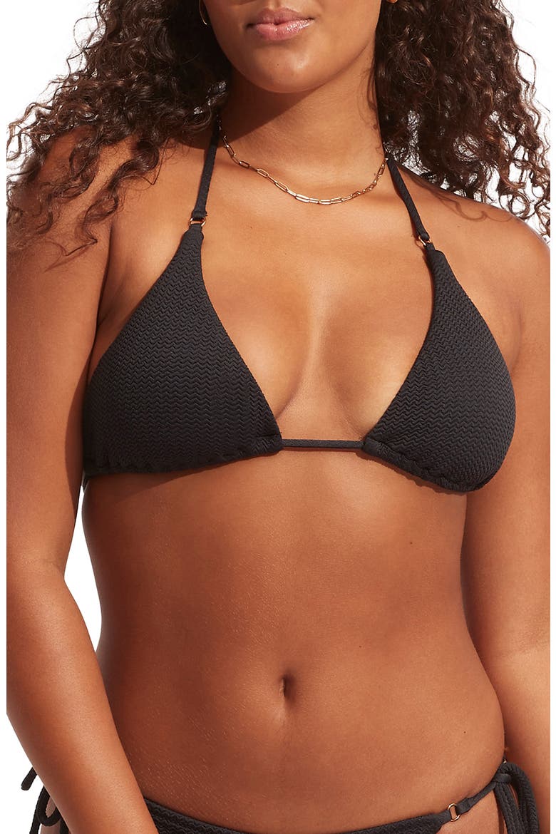 Slide Tri Bikini Top, Main, color, BLACK