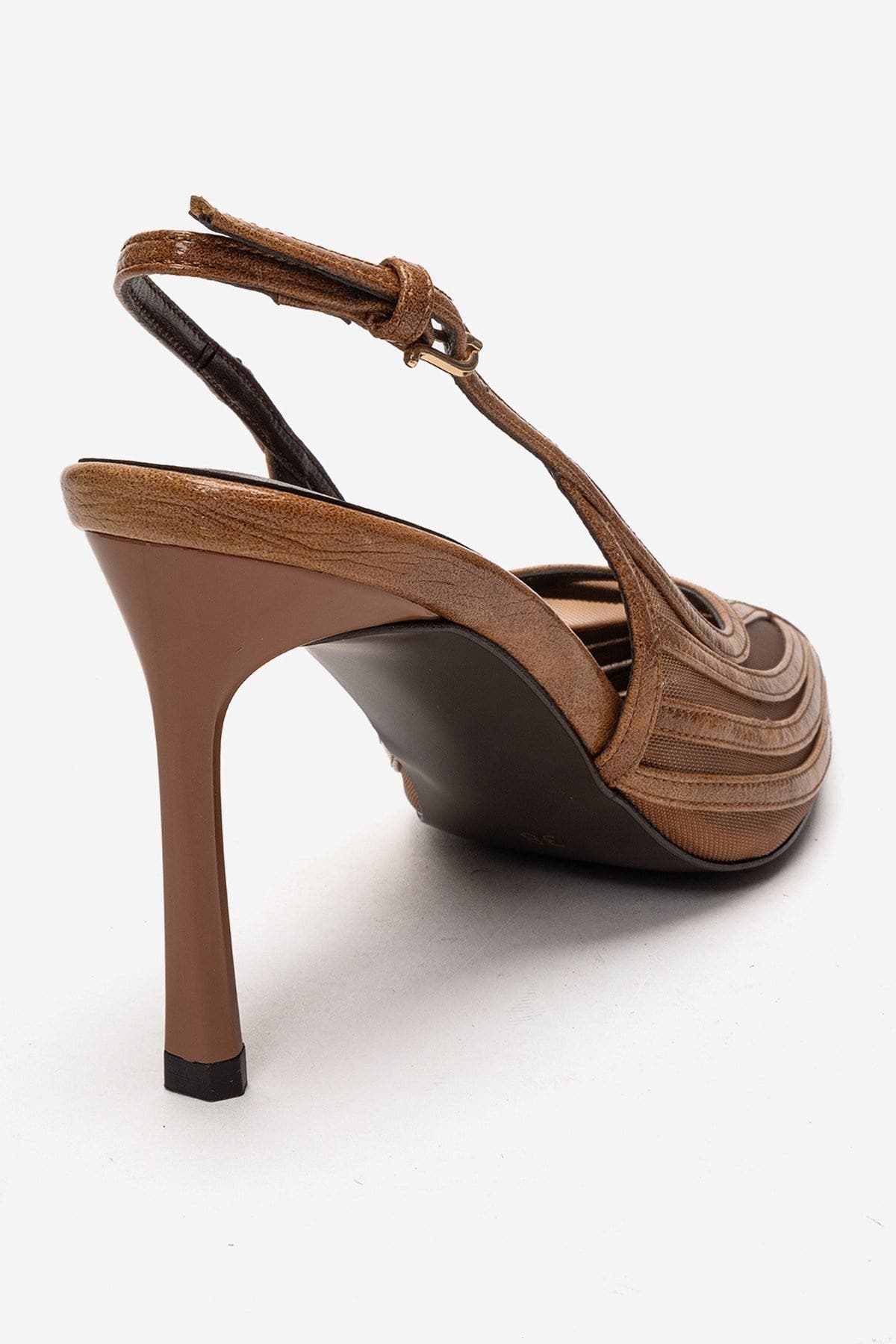 Prologue Shoes Eleana Slingback Mesh Stiletto Pump, Alternate, color, Cognac