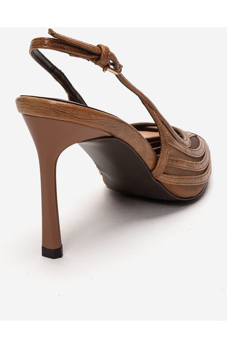 Prologue Shoes Eleana Slingback Mesh Stiletto Pump, Alternate, color, Cognac