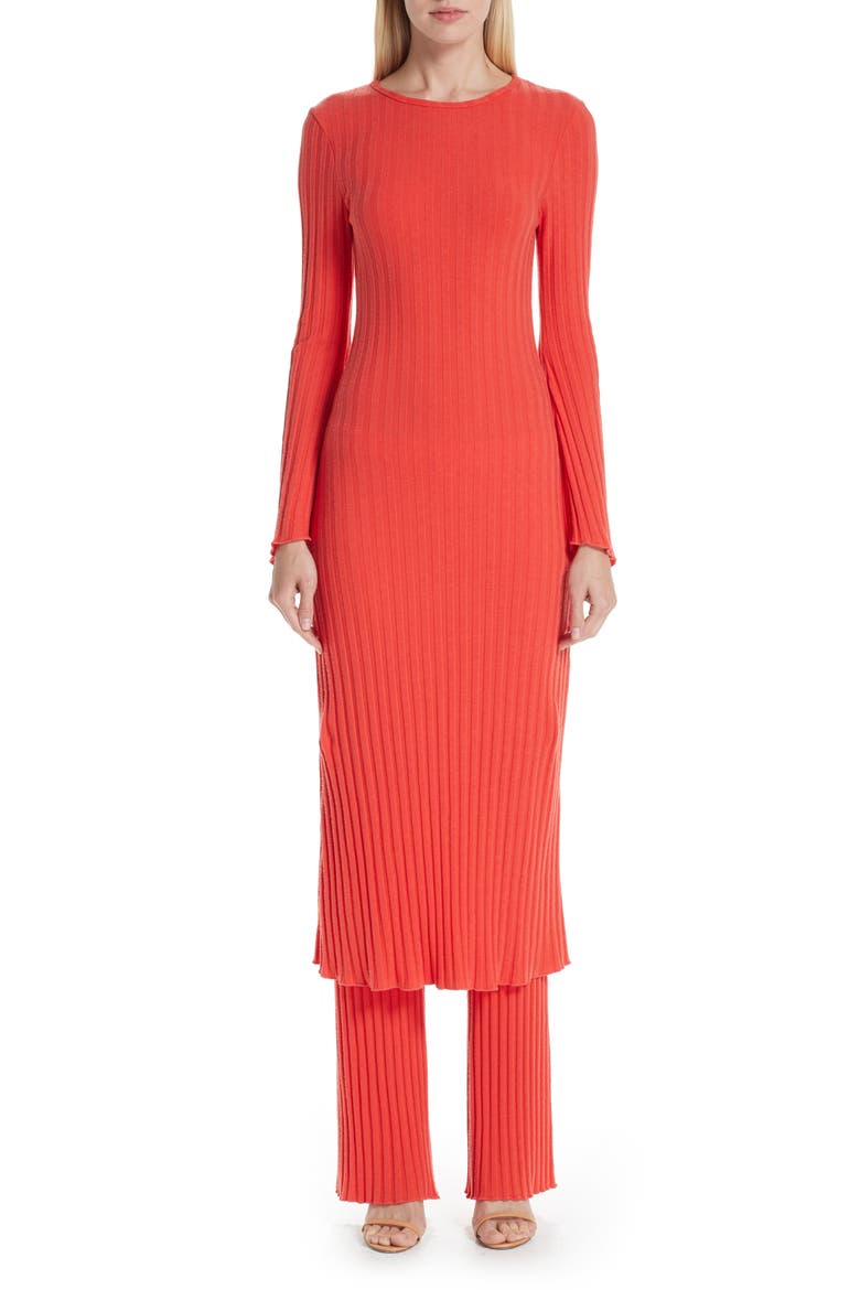 Rib Dress, Main, color, RED