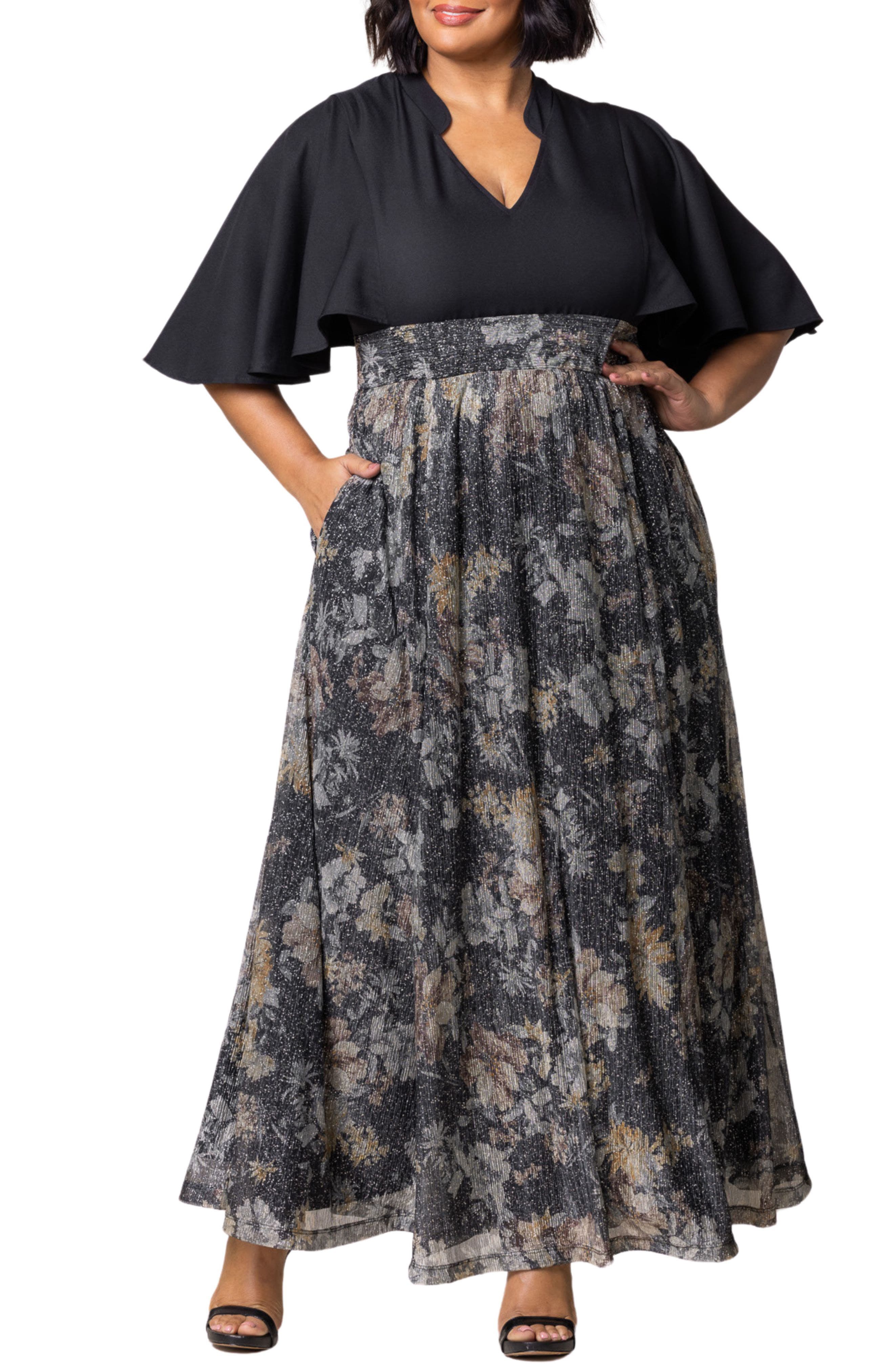 Kiyonna Avisa Flutter Sleeve Maxi Dress