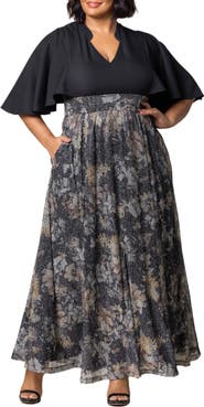 Kiyonna Avisa Flutter Sleeve Maxi Dress