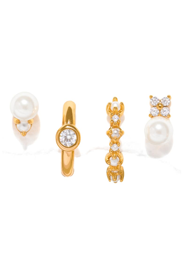 Cozumel Imitation Pearl Earring Set, Main, color, GOLD