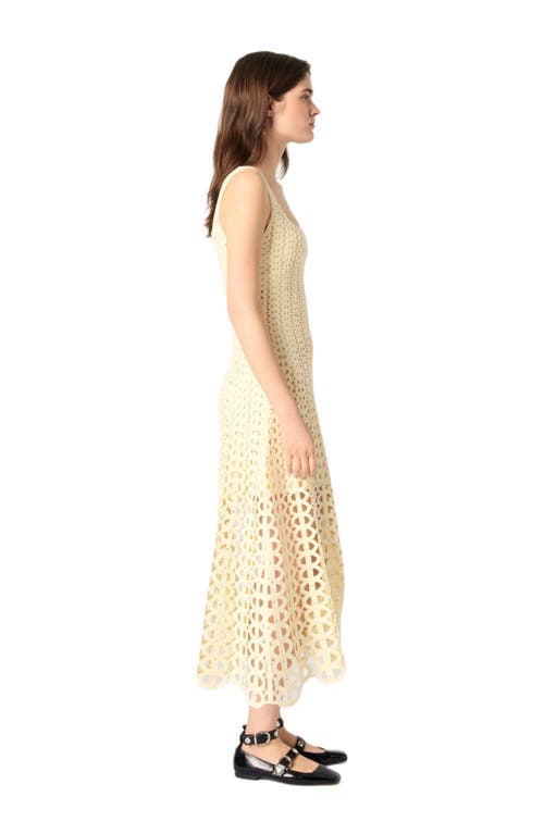 Maje Crocheted Embellished Midi Dress In Yellow