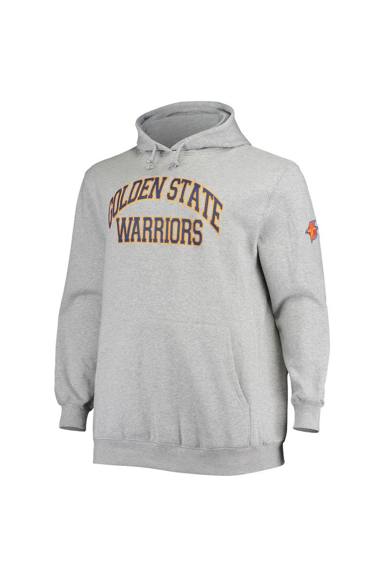 Men's Mitchell & Ness Baron Davis Heathered Gray Golden State Warriors Big & Tall Name & Number Pullover Hoodie, Alternate, color, Heather Gray